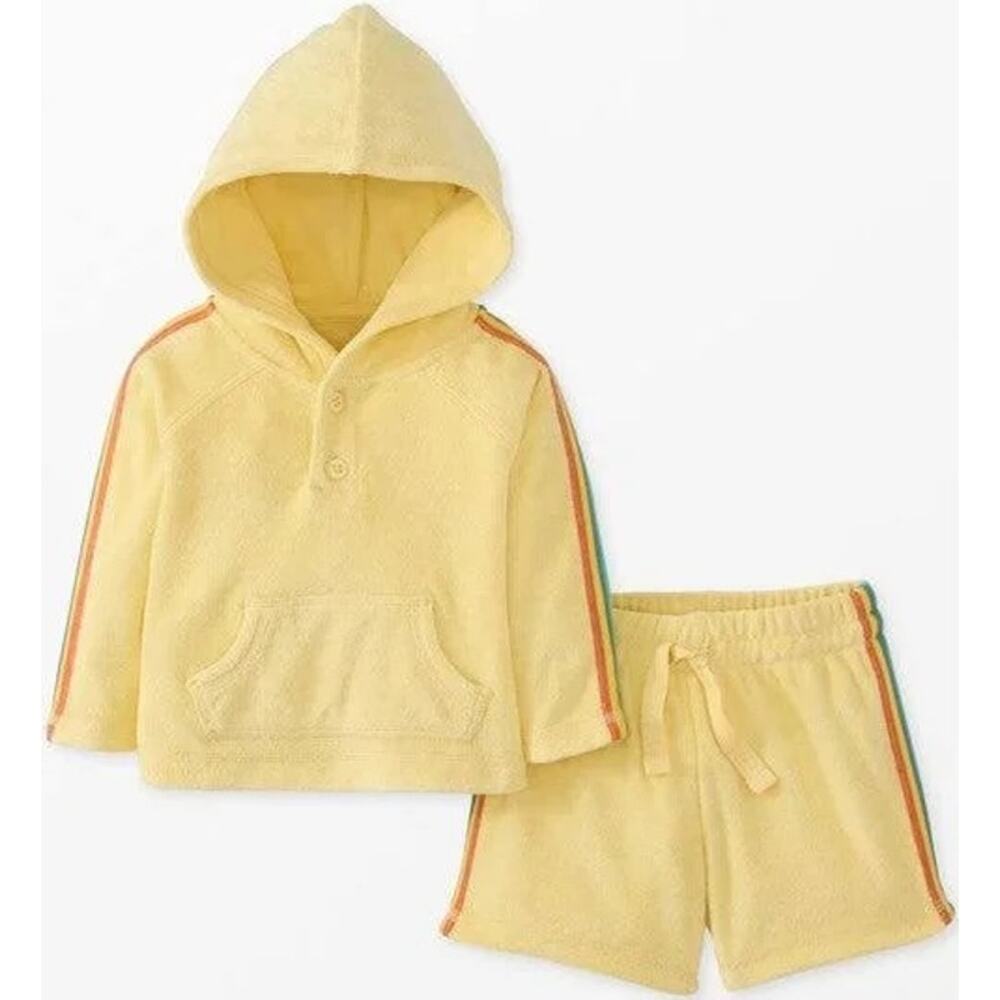 Hanna Andersson Baby Rainbow Striped Hoodie & Shorts Set 80 18/24 months